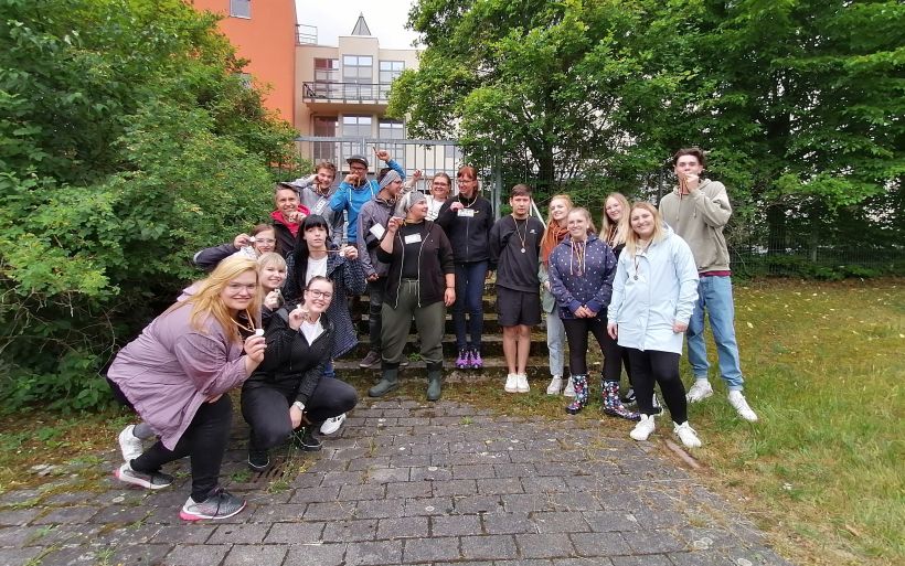 Ein weiteres Gruppenfoto vom erlebnispädagogischen Tag innerhalb der Erzieherausbildung der DPFA Chemnitz.